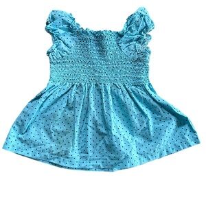 Little‎ Lindsey Aqua Blue Polka Dot Smocked Top - Size 3T